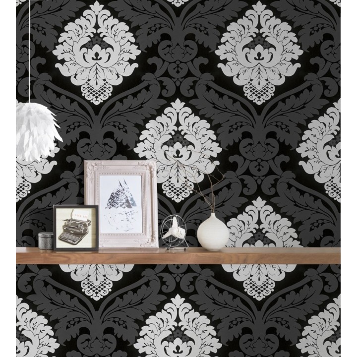 Papel pintado damasco moderno con volutas barrocas - Senso 454009