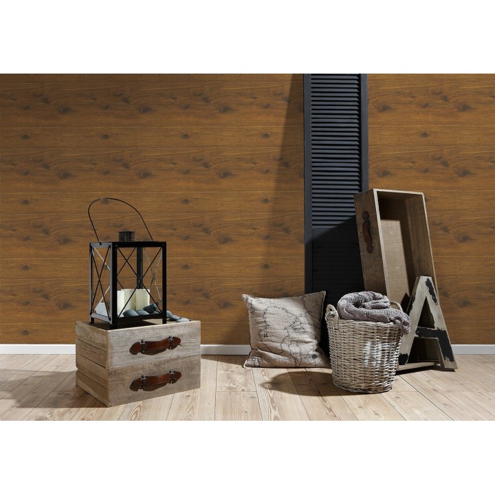 Papel pintado imitación madera natural con nudos - Toranda 454765