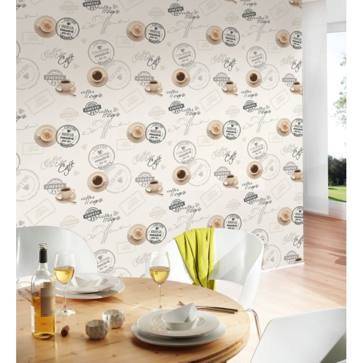 Papel pintado tazas y platos de café - Dustin 454973