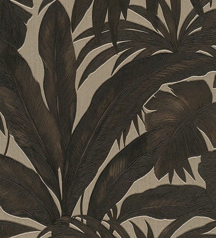 Papel pintado palmeras tropicales marrón oscuro - Vanila 455868