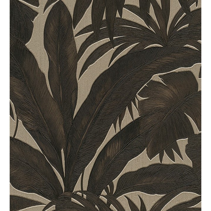 Papel pintado palmeras tropicales marrón oscuro - Vanila 455868
