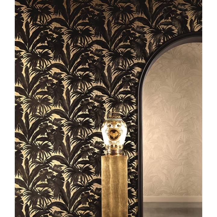 Papel pintado palmeras tropicales marrón oscuro - Vanila 455868