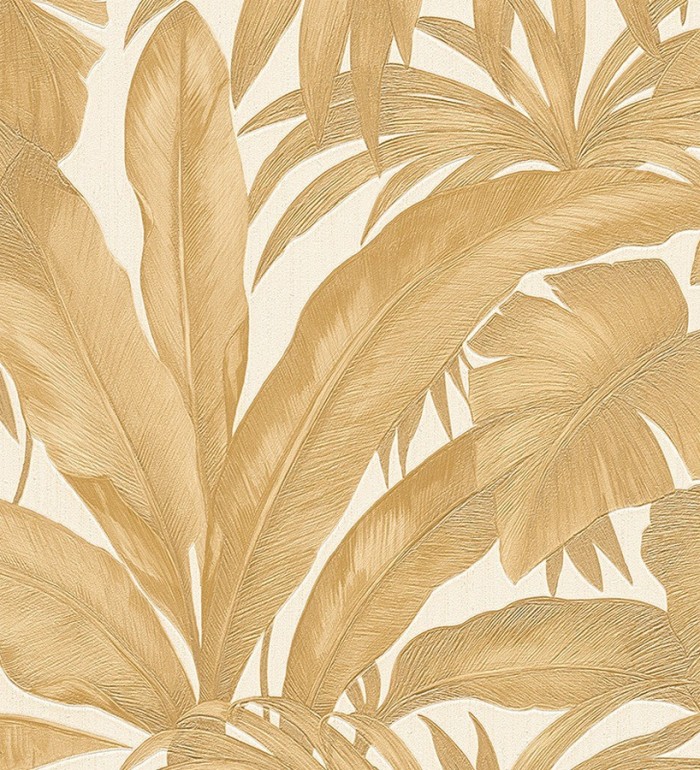 Papel pintado palmeras tropicales beige oscuro fondo veige - Vanila 455871