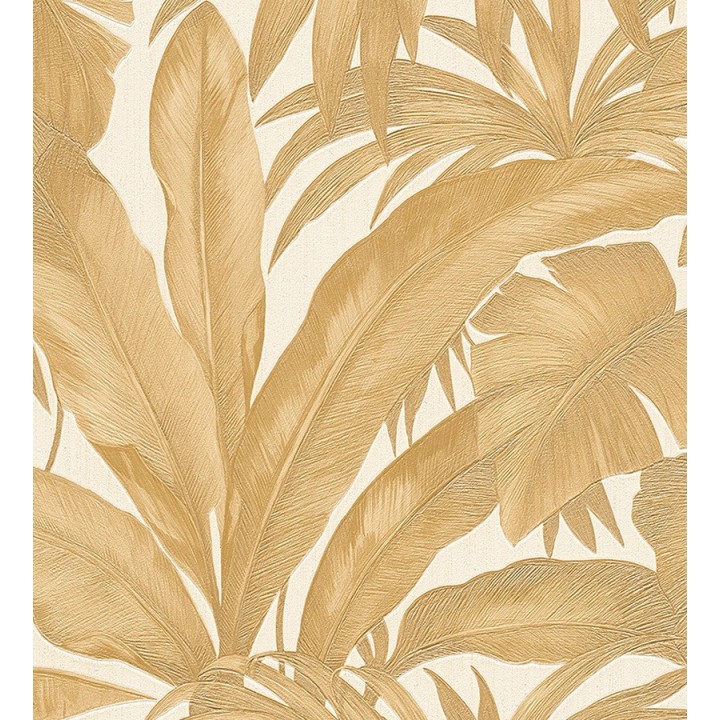 Papel pintado palmeras tropicales beige oscuro fondo veige - Vanila 455871