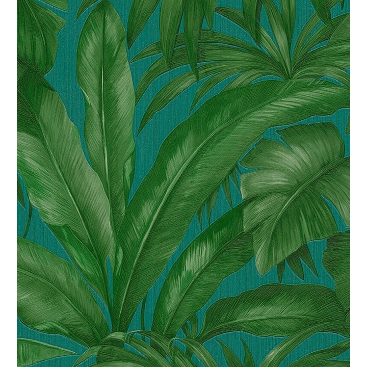Papel pintado palmeras tropicales turquesa y verde - Vanila 455873
