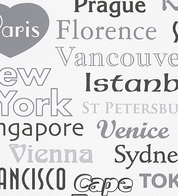 Papel pintado letras con ciudades del mundo - Kavoon 455939