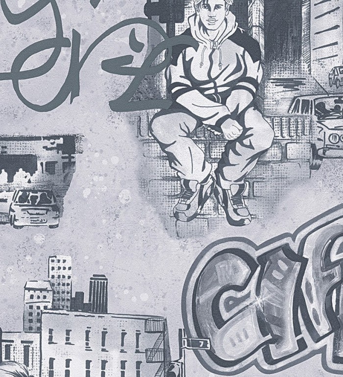 Papel pintado mobiliario urbano y graffiti juvenil - Kilroy 455940