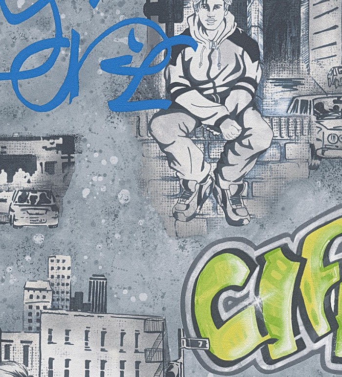 Papel pintado mobiliario urbano y graffiti - Kilroy 455941