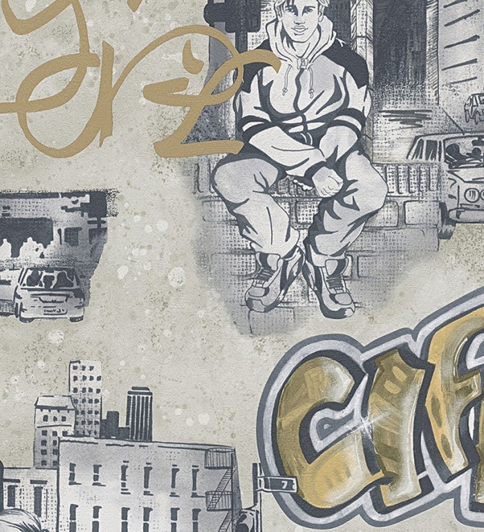 Papel pintado mobiliario urbano y graffiti juvenil - Kilroy 455942