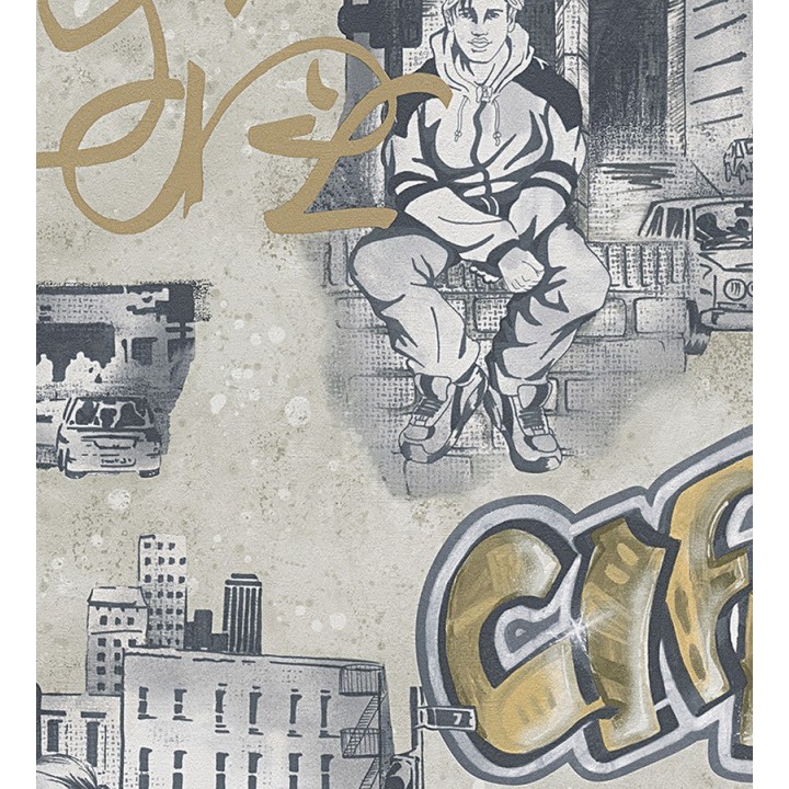 Papel pintado mobiliario urbano y graffiti juvenil - Kilroy 455942