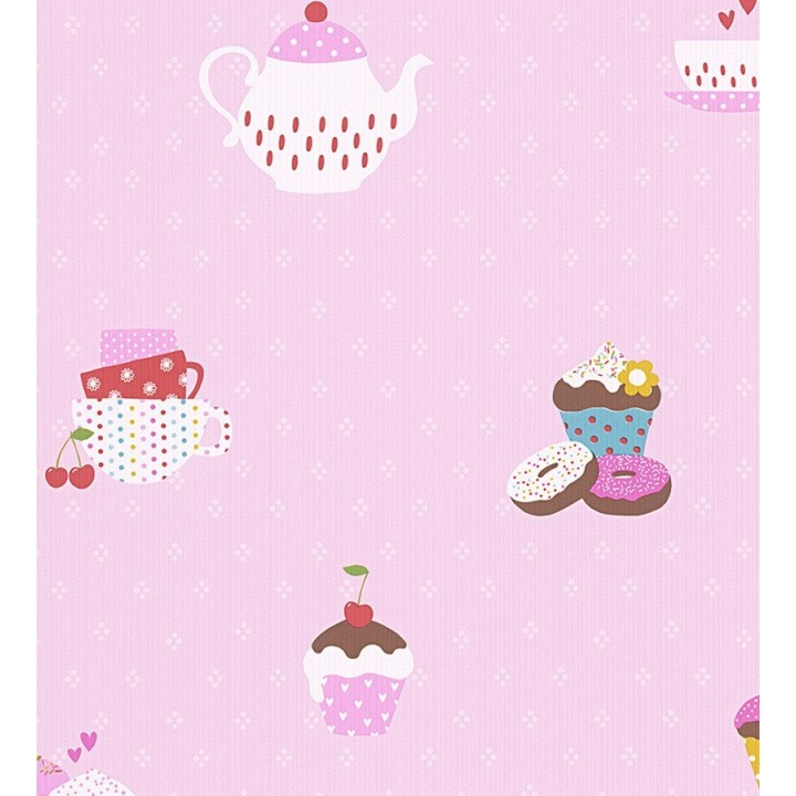 Papel pintado cafeteras y cupcakes infantiles y coquetos - Tea Time 455950