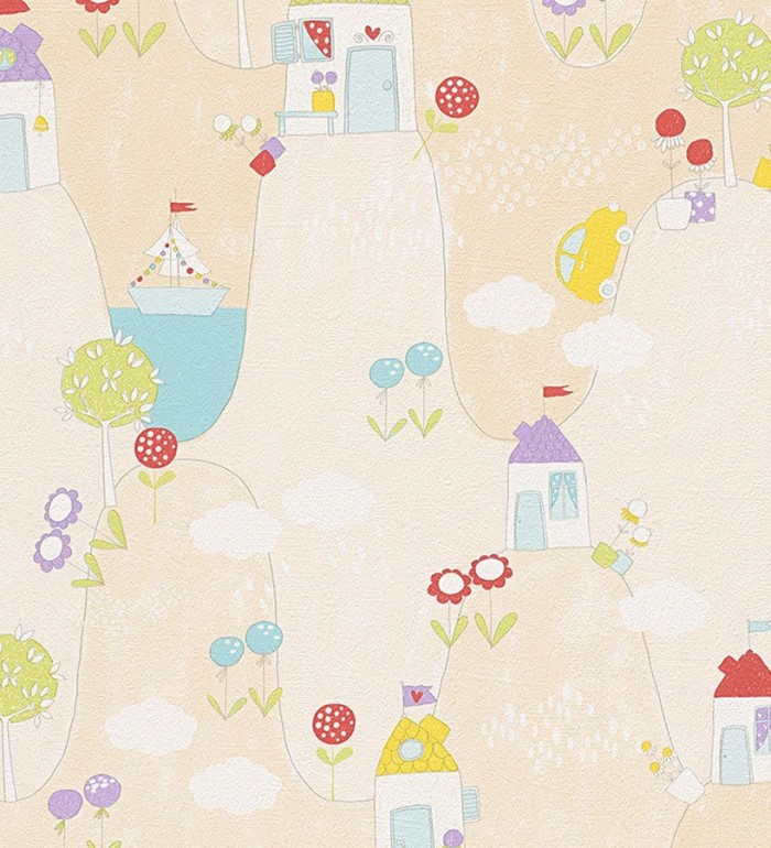 Papel pintado casitas y coches infantiles en la montaña - Landscape 455952