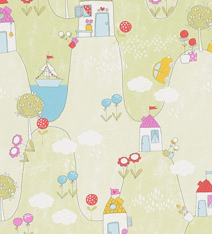 Papel pintado casitas y coches infantiles en la montaña - Landscape 455953