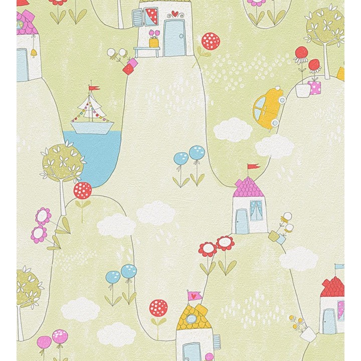 Papel pintado casitas y coches infantiles en la montaña - Landscape 455953