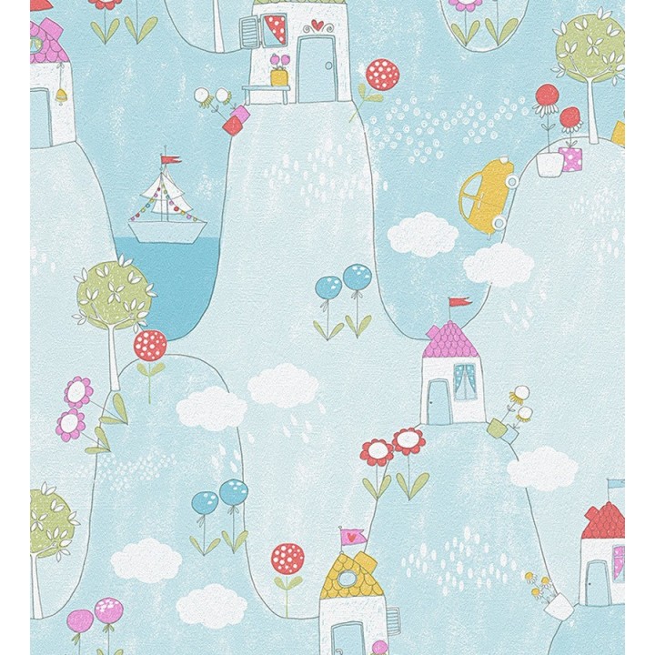 Papel pintado casitas y coches infantiles en la montaña - Landscape 455954