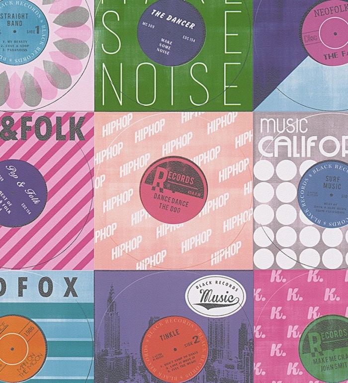 Papel pintado collage juvenil records musicales - California Music 455955