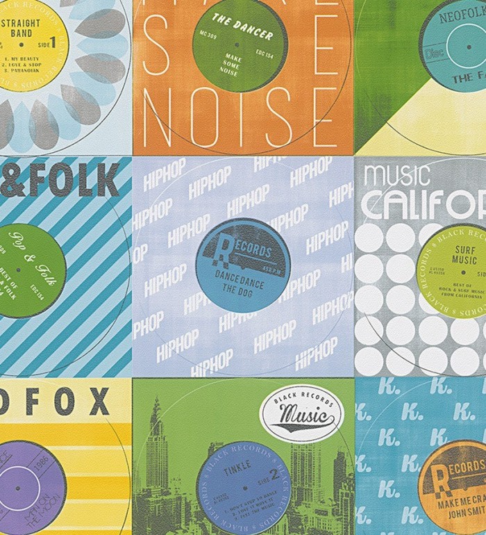 Papel pintado collage juvenil records musicales - California Music 455956