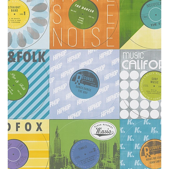 Papel pintado collage juvenil records musicales - California Music 455956