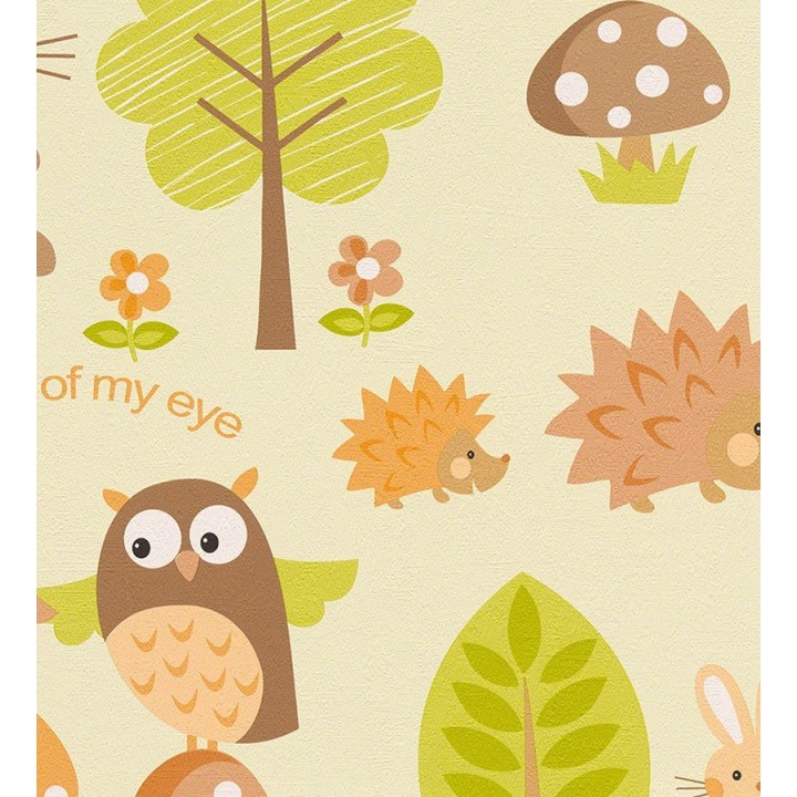 Papel pintado búhos y erizos infantiles en el bosque - Asleep Owls 455982