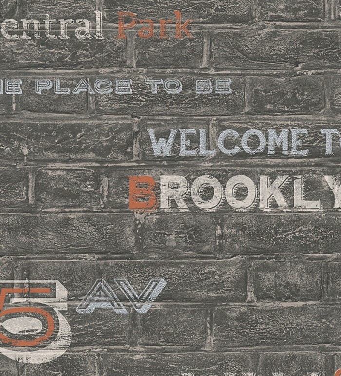 Papel pintado muro de ladrillo con letras - Brooklyn Wall 455994