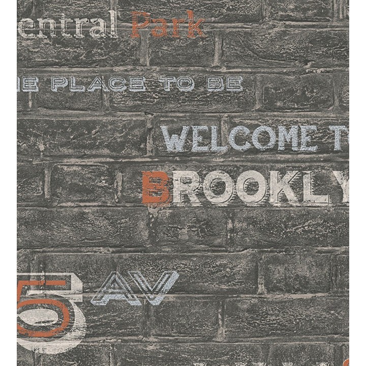 Papel pintado muro de ladrillo con letras - Brooklyn Wall 455994