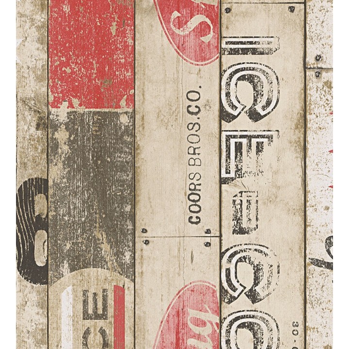 Papel pintado listones de madera juvenil estilo pop art - Cavallet 455995