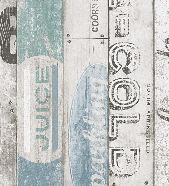 Papel pintado madera Shabby Chic con letras - Cavallet 455996