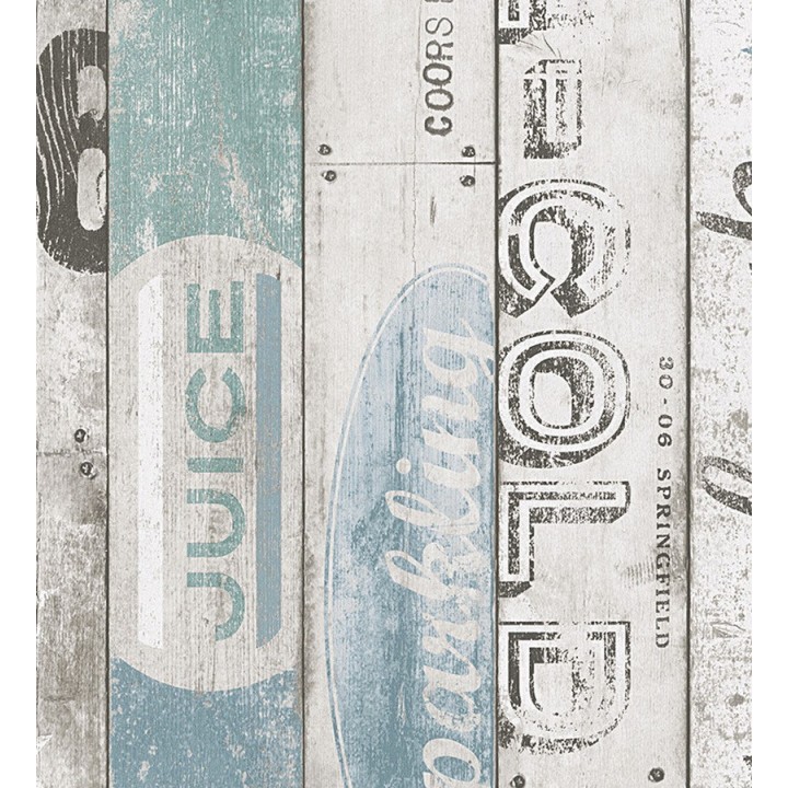 Papel pintado madera Shabby Chic con letras - Cavallet 455996