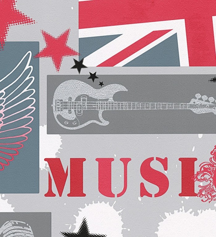 Papel pintado juvenil letras y bandera inglesa - Best Music 455997