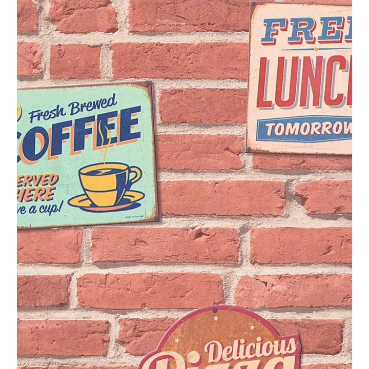 Papel pintado carteles sobre muro de ladrillo - Detroit Coffee 456021