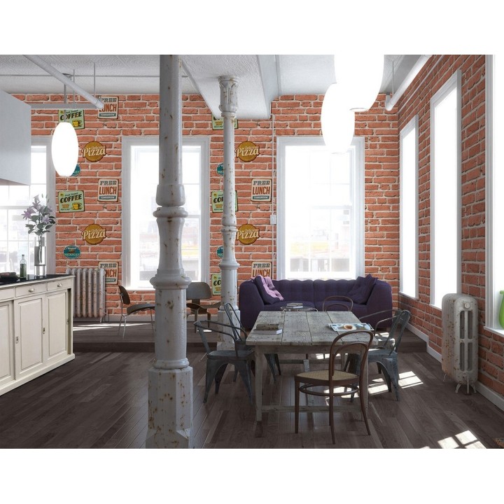 Papel pintado carteles sobre muro de ladrillo - Detroit Coffee 456021