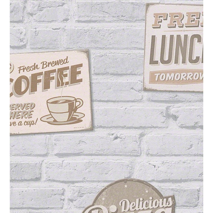 Papel pintado carteles sobre muro de ladrillo - Detroit Coffee 456022