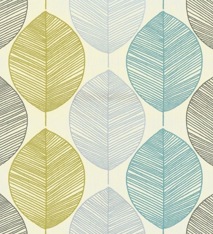 Papel pintado hojas grandes rayadas modernas - Indra 563507