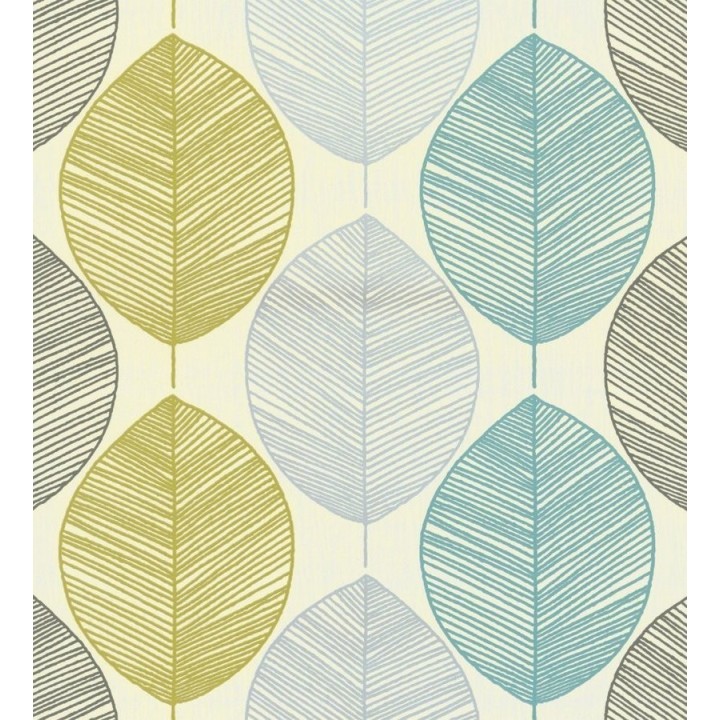 Papel pintado hojas grandes rayadas modernas - Indra 563507