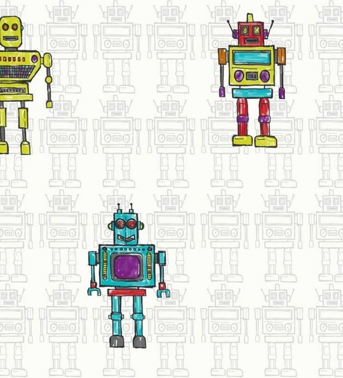 Papel pintado robots para dormitorios infantiles - Friendly Robots 563585