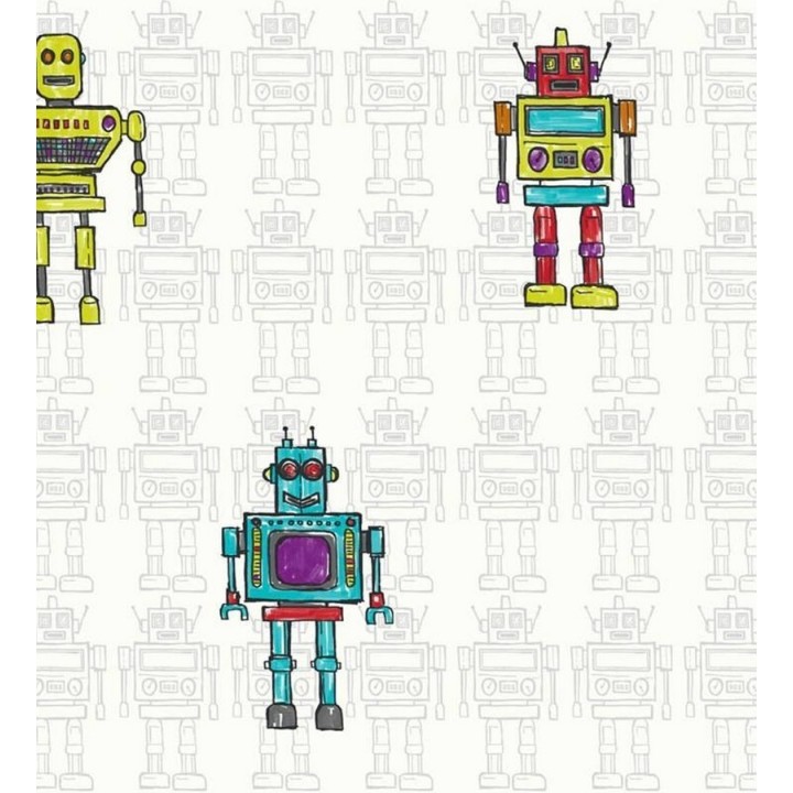 Papel pintado robots para dormitorios infantiles - Friendly Robots 563585