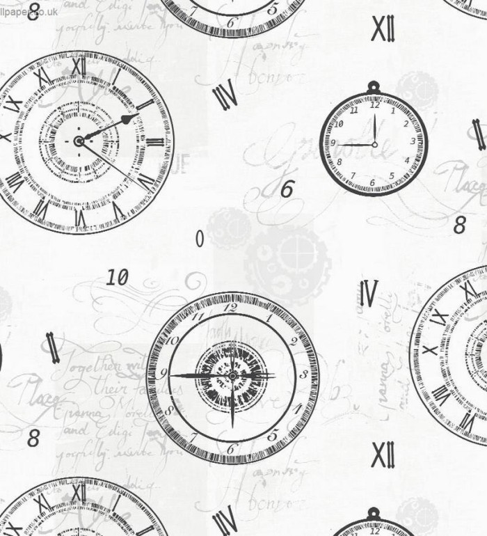 Papel pintado relojes y letras en cursiva - Borneira 563649