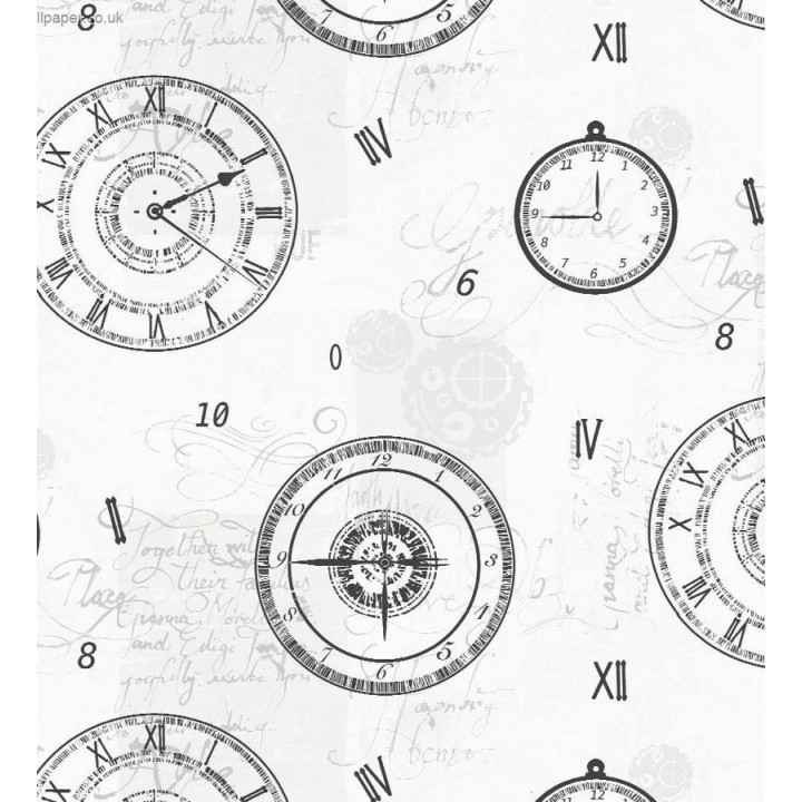 Papel pintado relojes y letras en cursiva - Borneira 563649