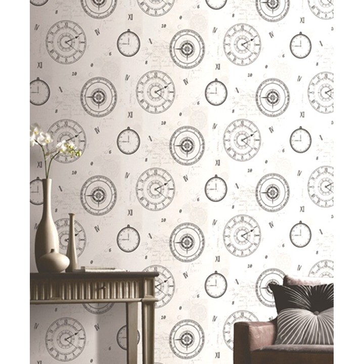 Papel pintado relojes y letras en cursiva - Borneira 563649