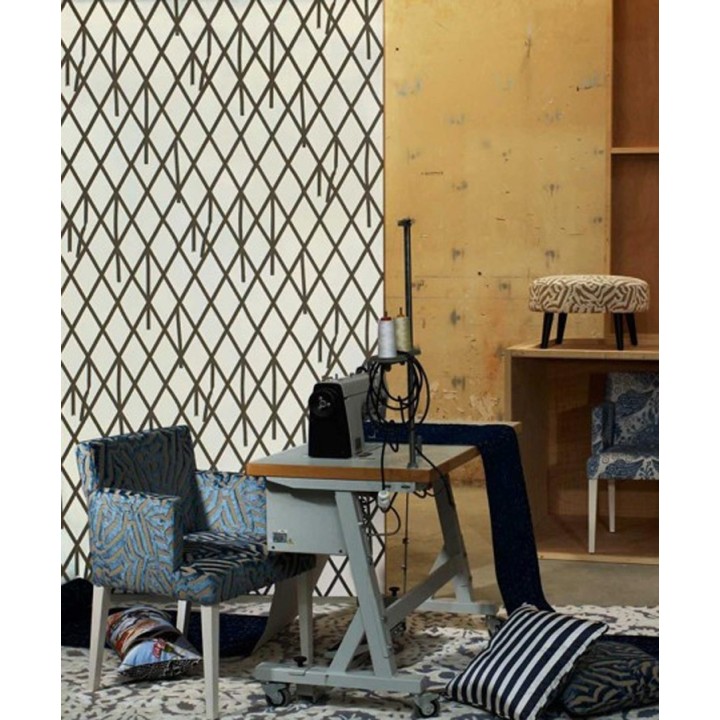 Papel pintado ornamental de rombos con lazos - Batlló 563844