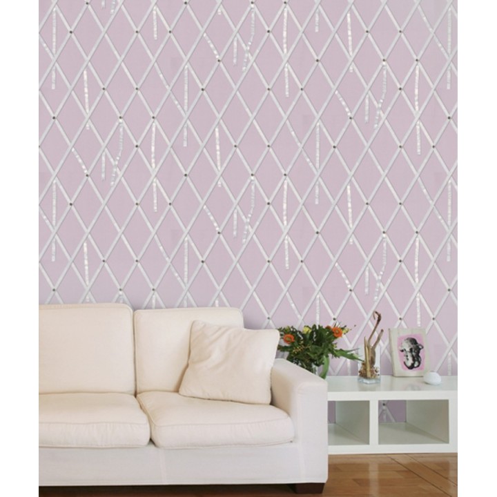 Papel pintado ornamental de rombos con lazos - Batlló 563846