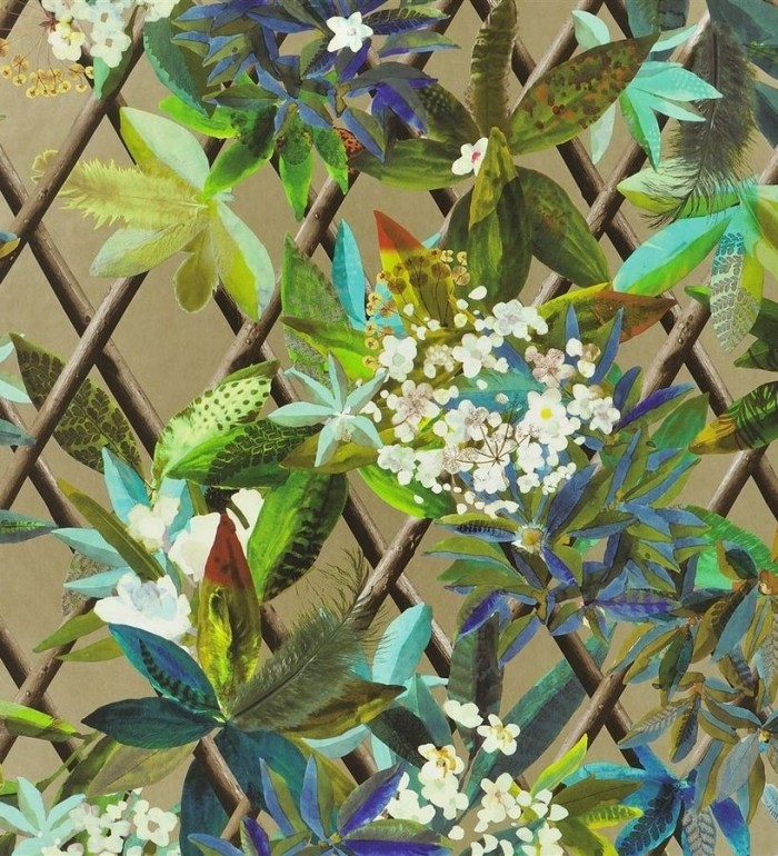 Papel pintado enredadera de hojas y flores - Anouk 563926