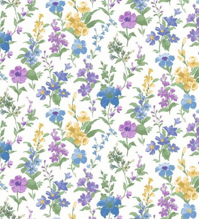 Papel pintado jardín de flores artísticas tonos lavanda - Debra 564438