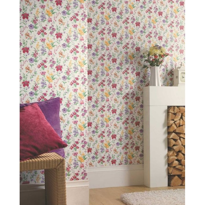 Papel pintado jardín de flores artísticas multicolor - Debra 564439