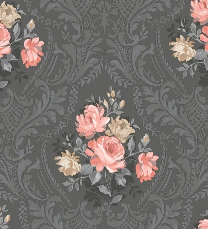 Papel pintado damasco artístico con flores - Robbia 564445