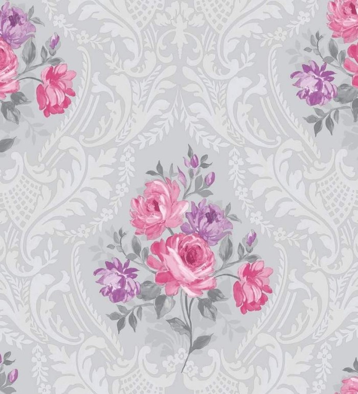 Papel pintado damasco artístico con flores - Robbia 564446