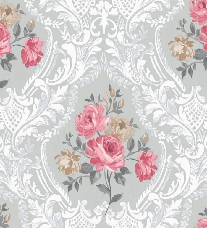Papel pintado damasco artístico con flores - Robbia 564447