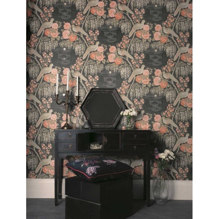 Papel pintado faisanes y flores artísticos - Pigeonne 564454