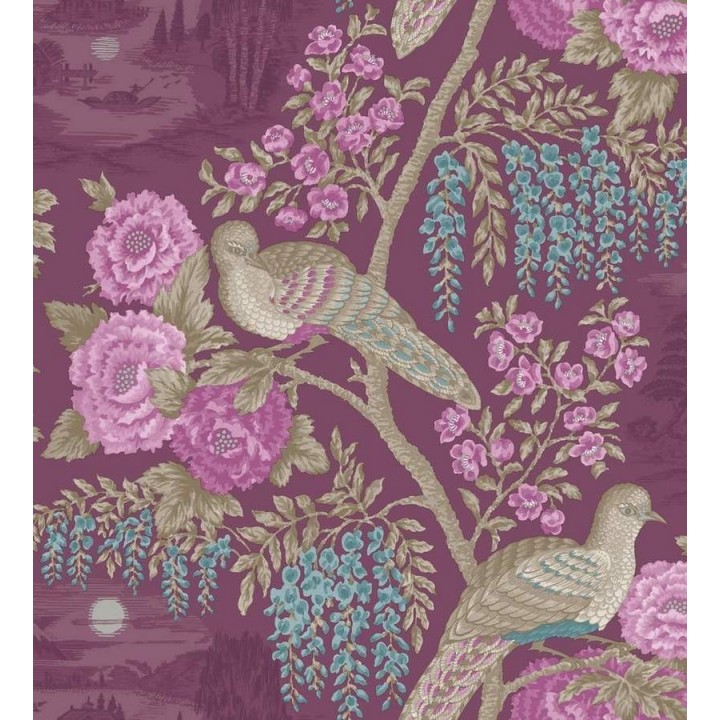 Papel pintado faisanes y flores artísticos - Pigeonne 564455