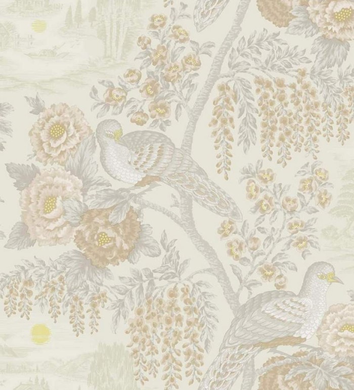 Papel pintado faisanes y flores artísticos - Pigeonne 564456